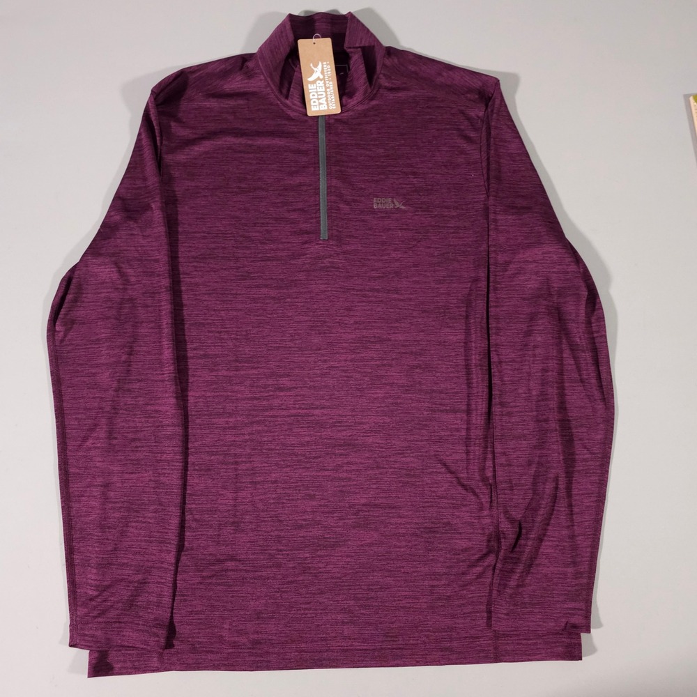 Eddie Bauer Quarter Zip Pullover Mens Large Tall Purple Space Dye Heathered